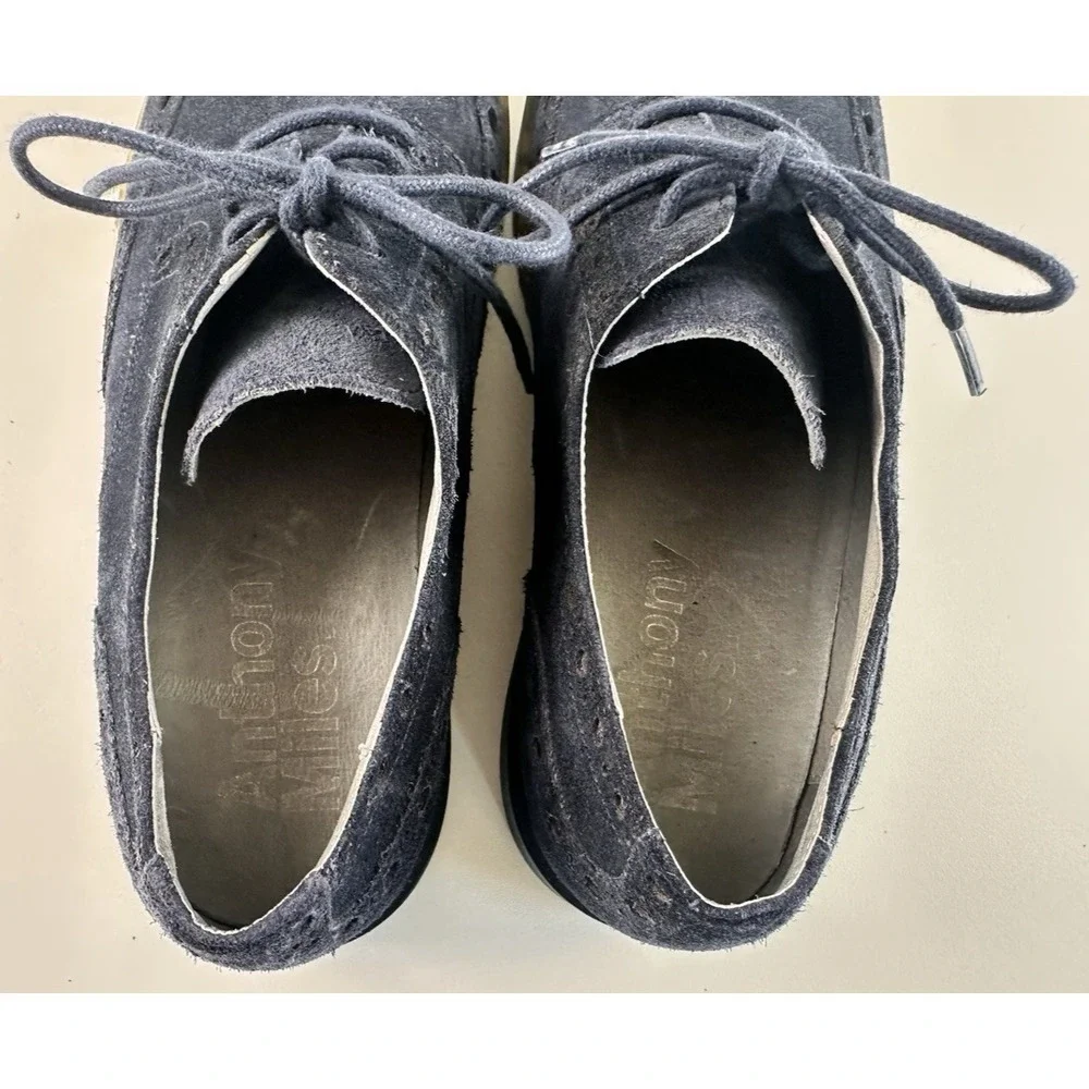 Anthony Miles Blue Suede Brogue‎ Shoes Clear Sole Men's Lace-Up Size 11 Shoes